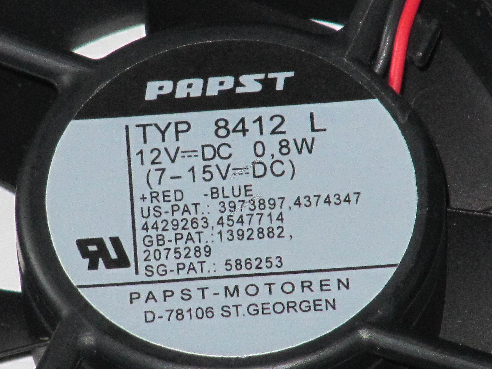 EBM-Papst TYP 8412L 12V 0,8W 2fios Ventoinha 