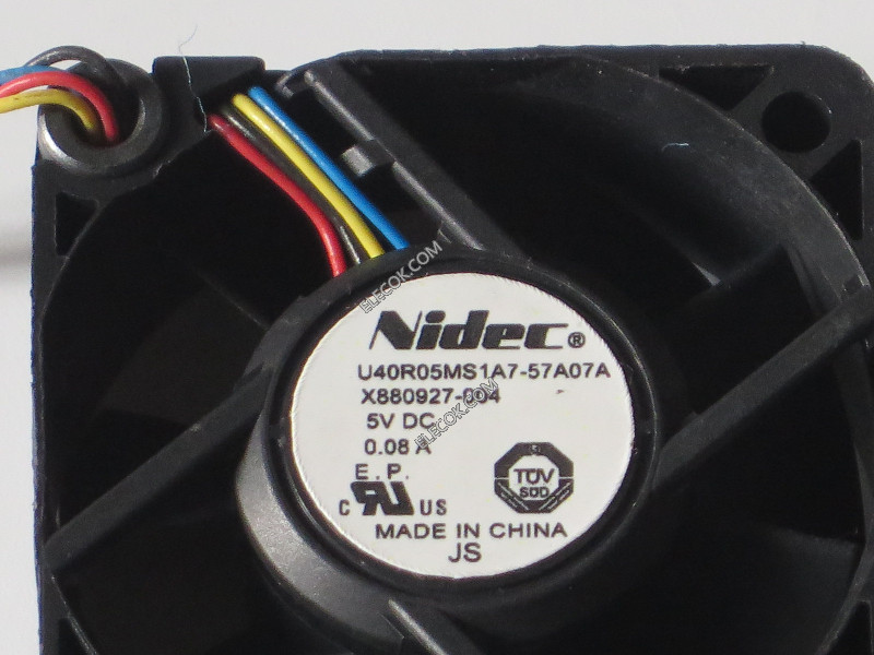 Nidec U40R05MS1A7-57A07A 5V 0,08A 4 draden koelventilator 