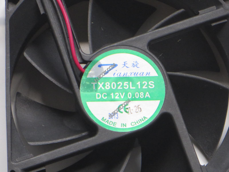 TIANXUAN TX8025L12S 12V 0,08A 8025 8cm 2wires Fan 