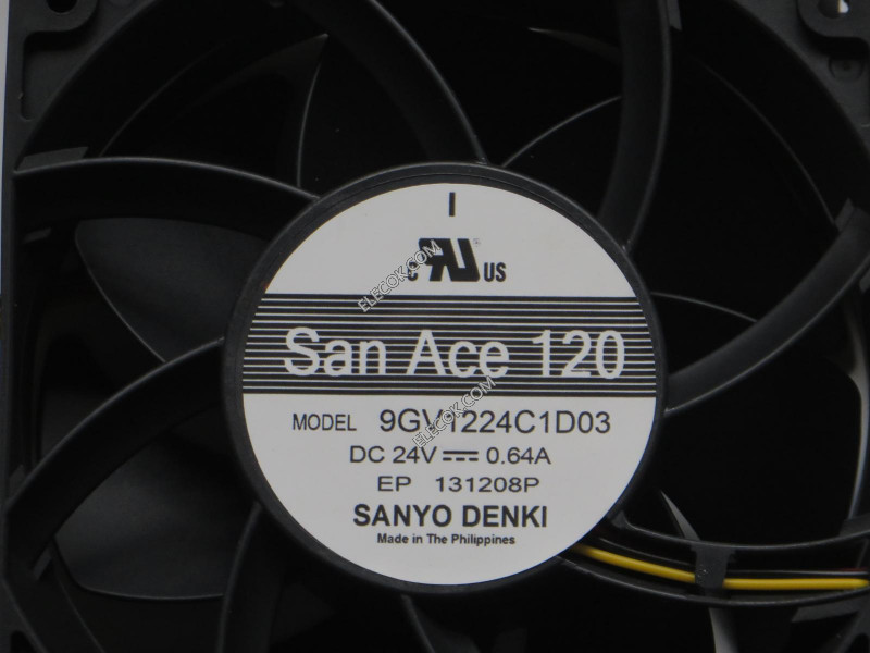 SANYO 9GV1224C1D03 24V 0,64A 3 ledninger kjølevifte refurbished 