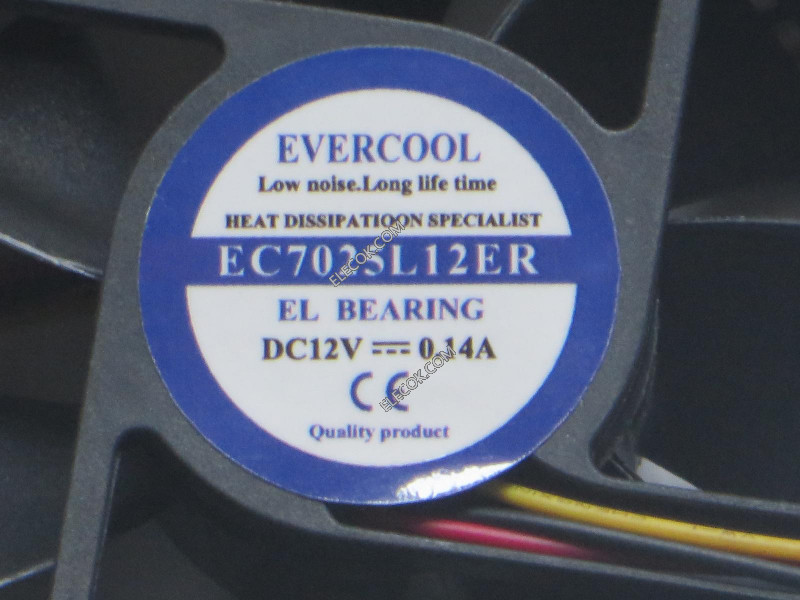 EVERCOOL EC7025L12ER 12V 0.14A 3선 냉각 팬 와 속도 measurement 함수 