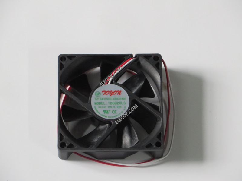 TOYON TD8020LS 12V 0.08A 2wires cooling fan Refurbished
