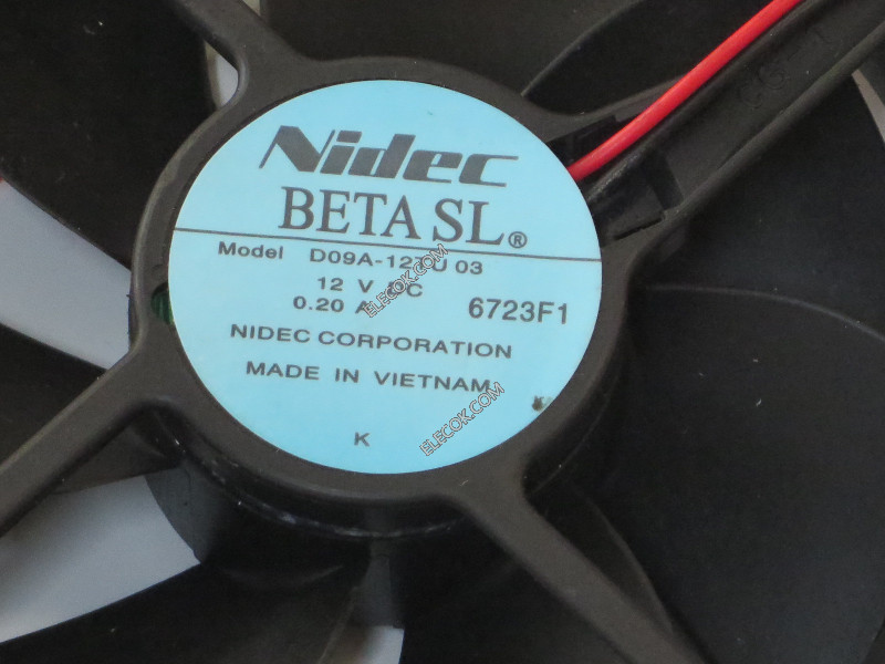 Nidec D09A-12TU 03 12V 0.2A 2wires Cooling Fan