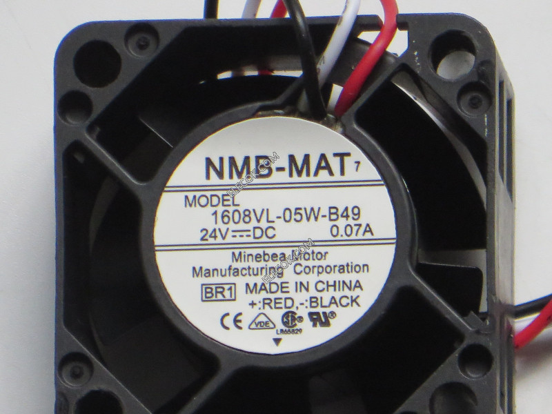 NMB 1608VL-05W-B49 24V 0,07A 3 draden Koelventilator without Bracket 
