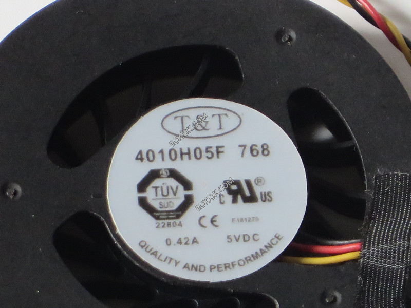 T&amp;T 4010H05F 5V 0,42A 3 ledninger kjølevifte 