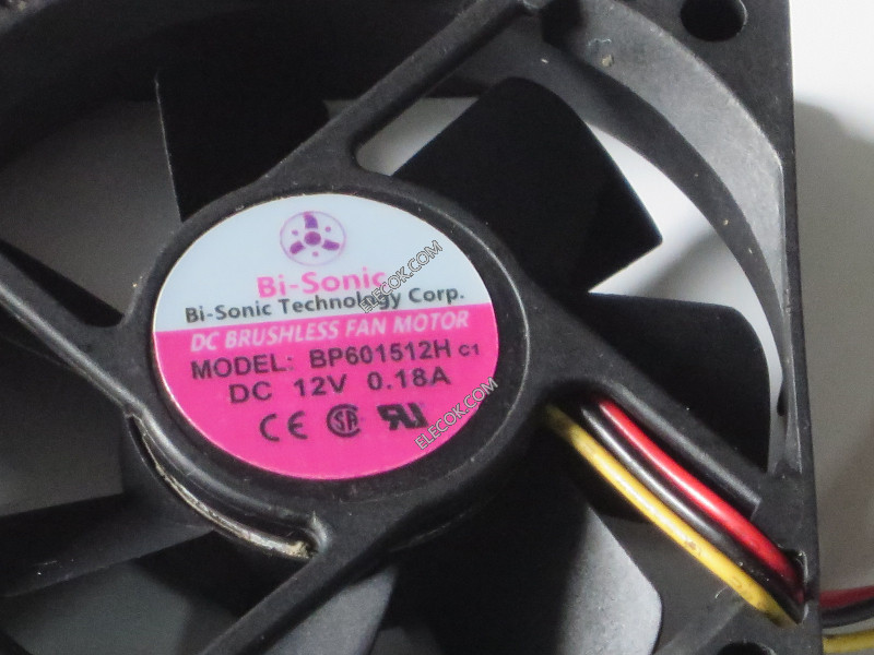 Bi-Sonic BP601512H 12V 0.18A 3wires Cooling Fan