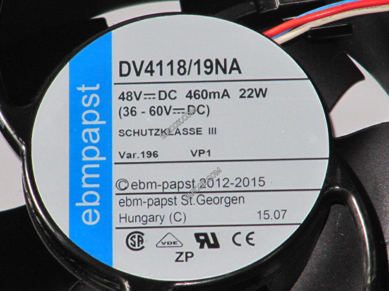 EBM-Papst DV4118/19NA 48V 22W 3wires Cooling Fan