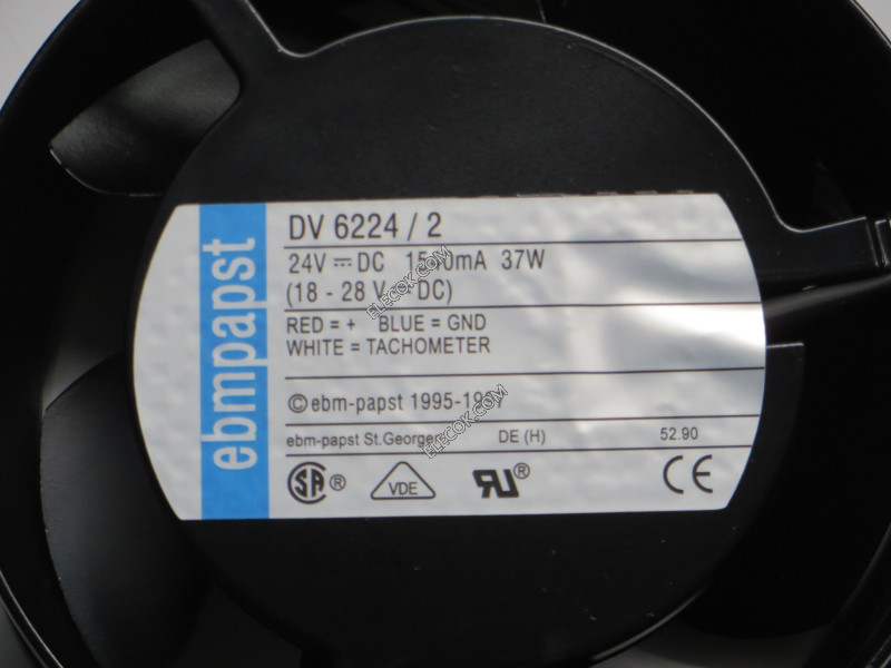 EBM-Papst DV6224/2 24V 37W 3 cable Enfriamiento Ventilador 