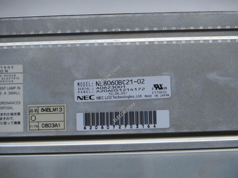 NL8060BC21-02 8,4" a-Si TFT-LCD Panneau pour NEC 