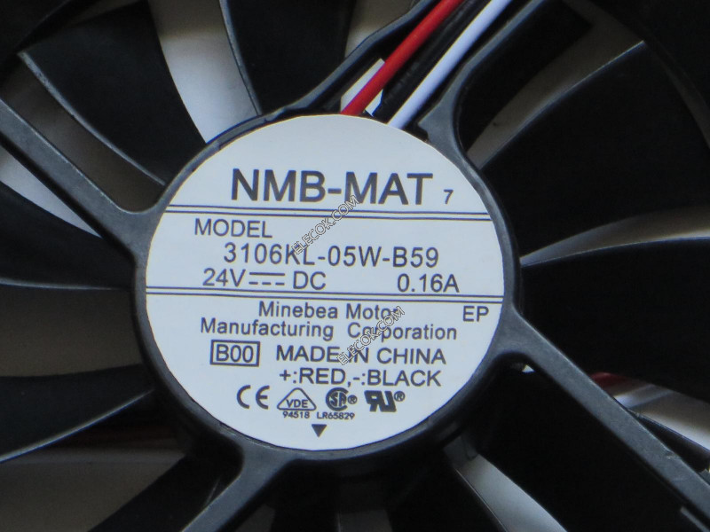 NMB 3106KL-05W-B59-B00 24V 0,16A 2,88W 3 fili Ventilatore ristrutturato 