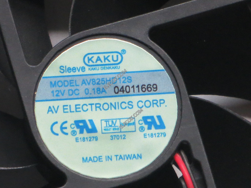 KAKU AV825HD12S 12V 0.18A 2wires cooling fan