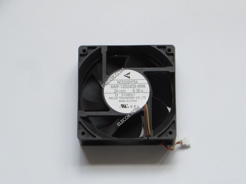 MitsubisHi MMF-12D24DS-MM6 NC5332H75A 24V 0.38A 3wires Cooling Fan with 7 blades, refurbished