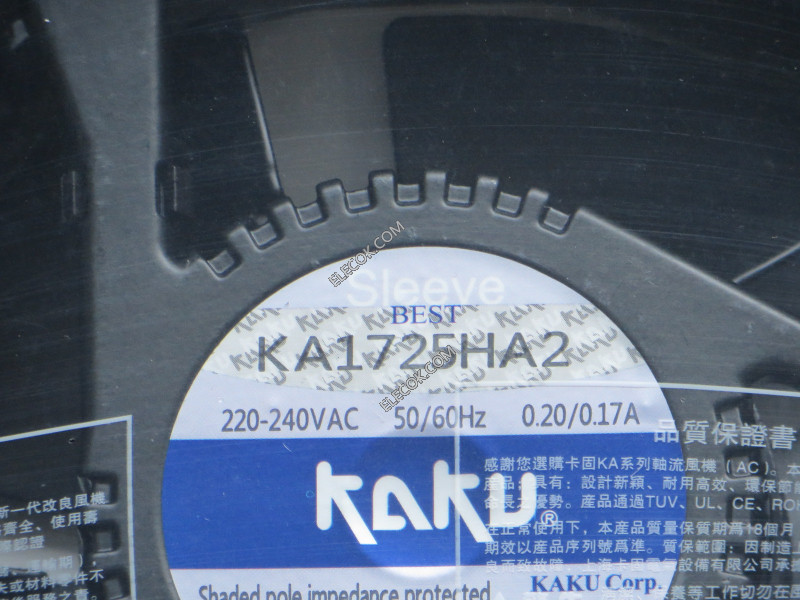 KAKU KA1725HA2 220/240V 0.20/0,17A Cooling Fan with Oil bearing--socket connection NEW 