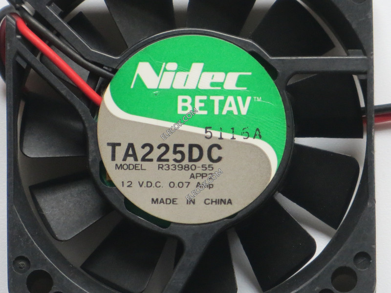 Nidec TA225DC R33980-55 12V 0.07A 2wires Cooling Fan