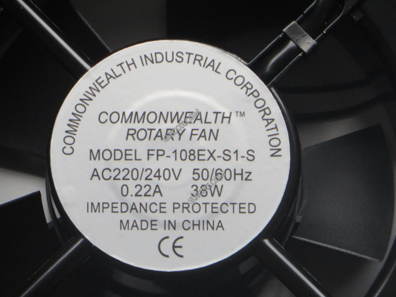 COMMONWEALTH FP-108EX-S1-S 220/240V 0,22A 38W CA ventilador cuadrado forma 