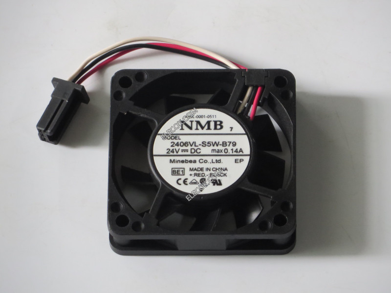 NMB 2406VL-S5W-B79 24V 0,14A 3 draden koelventilator met zwart aansluiting gebruikt en origineel 