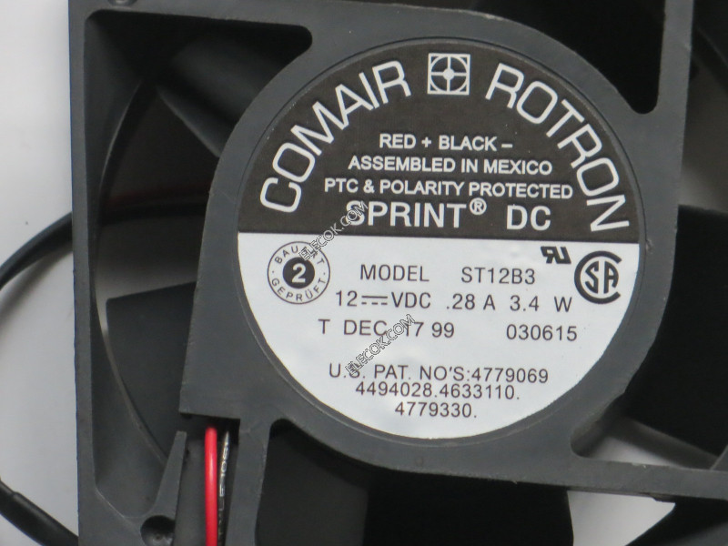 COMAIR ROTRON ST12B3 12V 0.28A 3.4W 2線冷却ファン