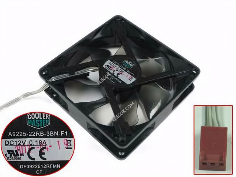 COOLER MEESTER A9225-22RB-3BN-F1 12V 0,18A 3 draden Koeling Ventilator 