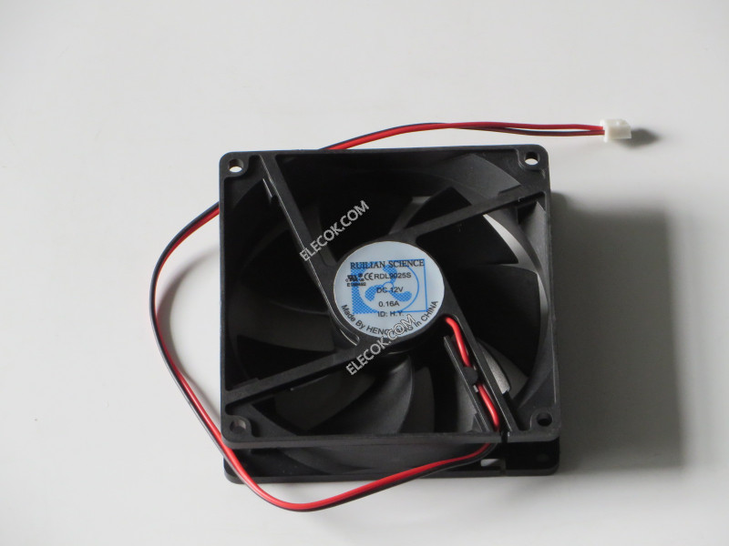 RUILIAN RDL9025S 12V 0.16A 2wires cooling fan Refurbished Square shape