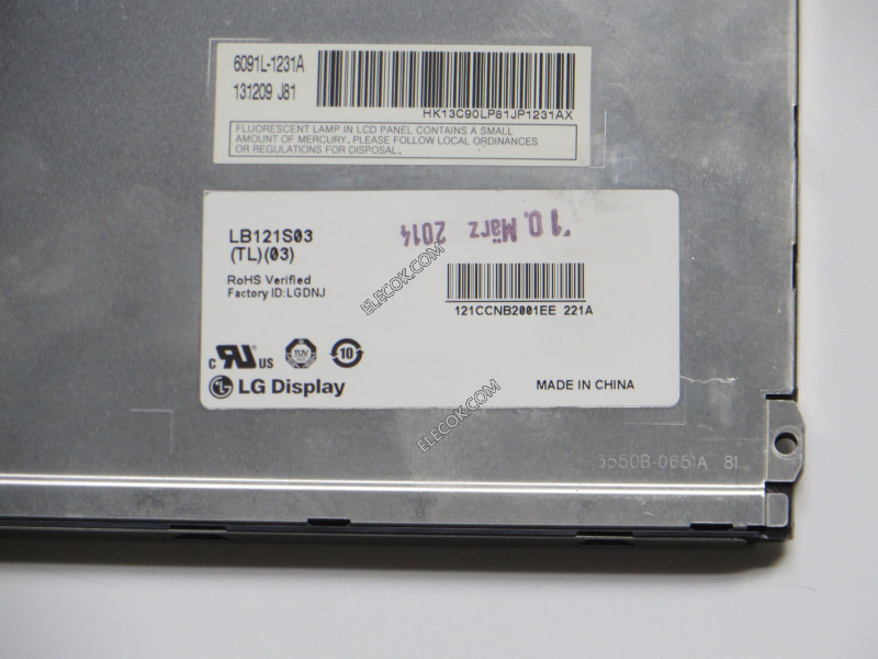 LB121S03-TL03 12,1" a-Si TFT-LCD Panel para LG Monitor usado 