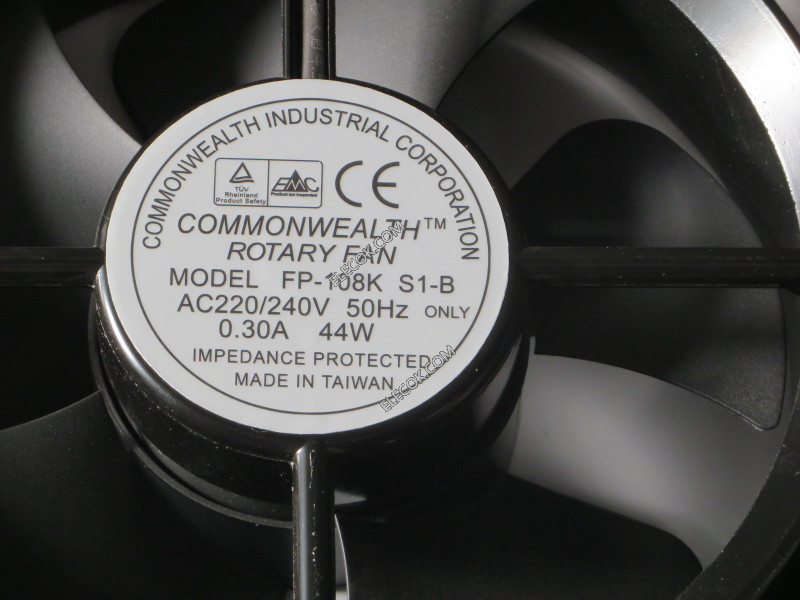 COMMONWEALTH FP-108K S1-B AC220/240V 50Hz 0.30A 44W 2 draden Koelventilator gerenoveerd 