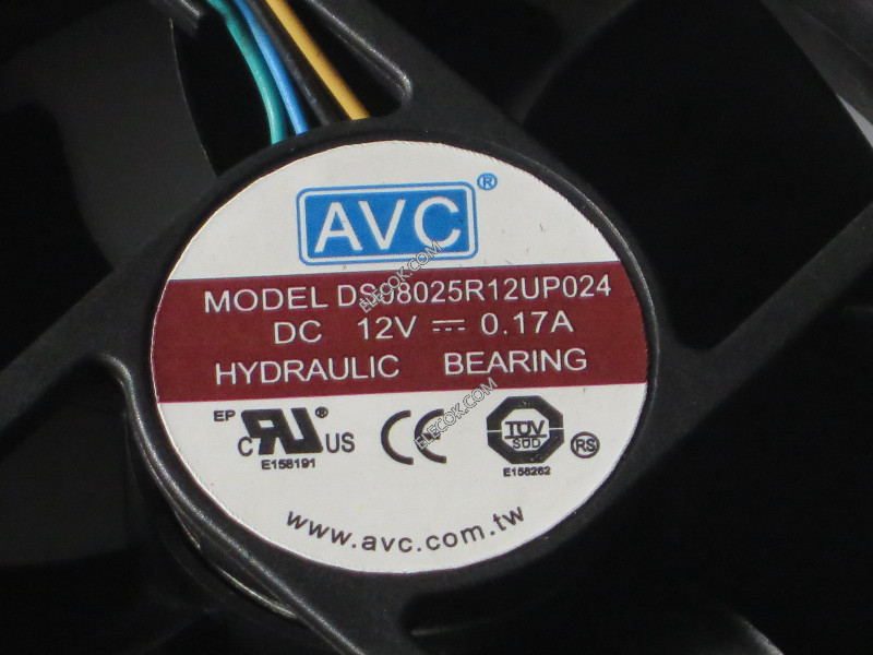 AVC DS08025R12UP024 12V 0.17A 4선 냉각 팬 