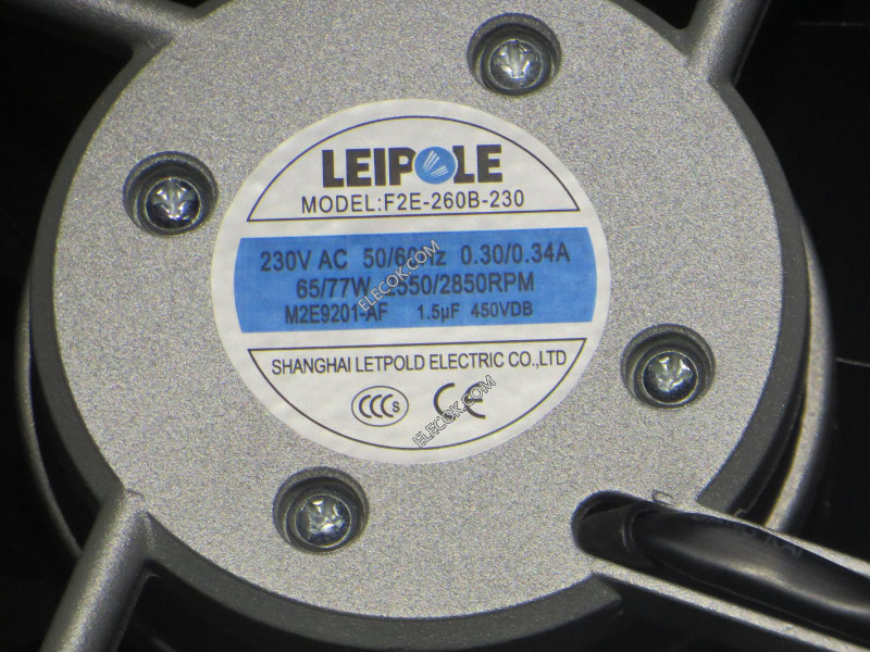 LEIPOLE F2E-260B-230 230V 0,3/0,34A 65/77W 2 ledninger Kjølevifte 