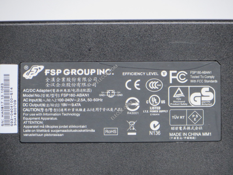 FSP Group Inc FSP180-ABAN1 AC Adapter- Laptop 19V 9.47A, 3P P1&amp;3=V&#x2B;, C14