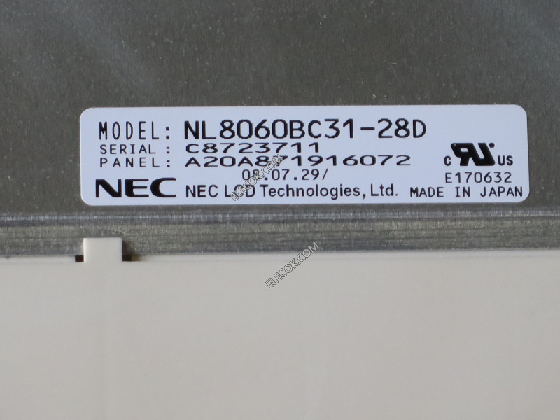 NL8060BC31-28D 12,1" a-Si TFT-LCD Panel para NEC 