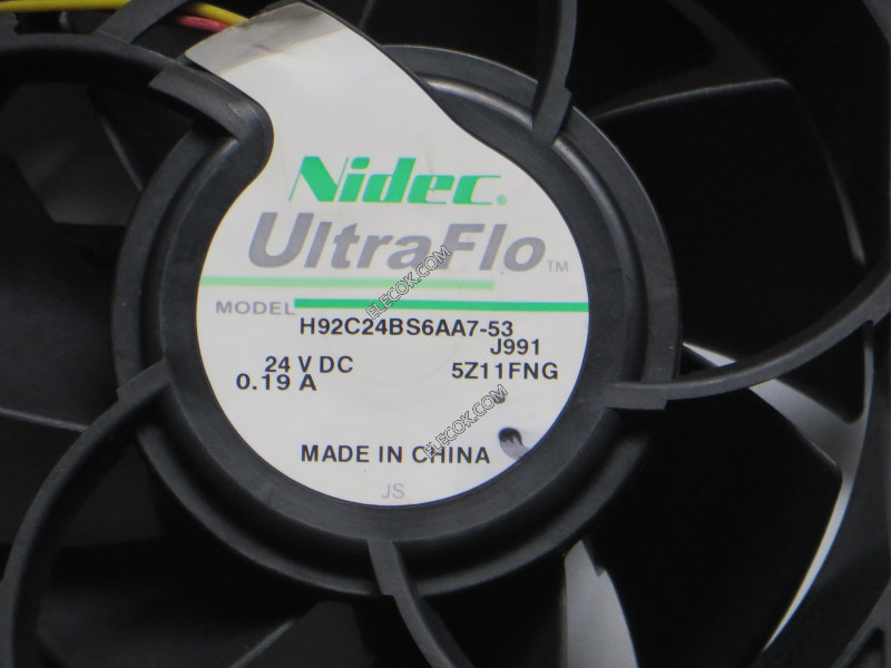 Nidec H92C24BS6AA7-53 24V 0.19A 3wires cooling fan