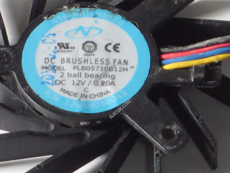 Graphic Card NTK PLB05710B12H 12V 0.2A 4wires Dual Ball Bearing ,ATI Graphic ,VGA Fans, used