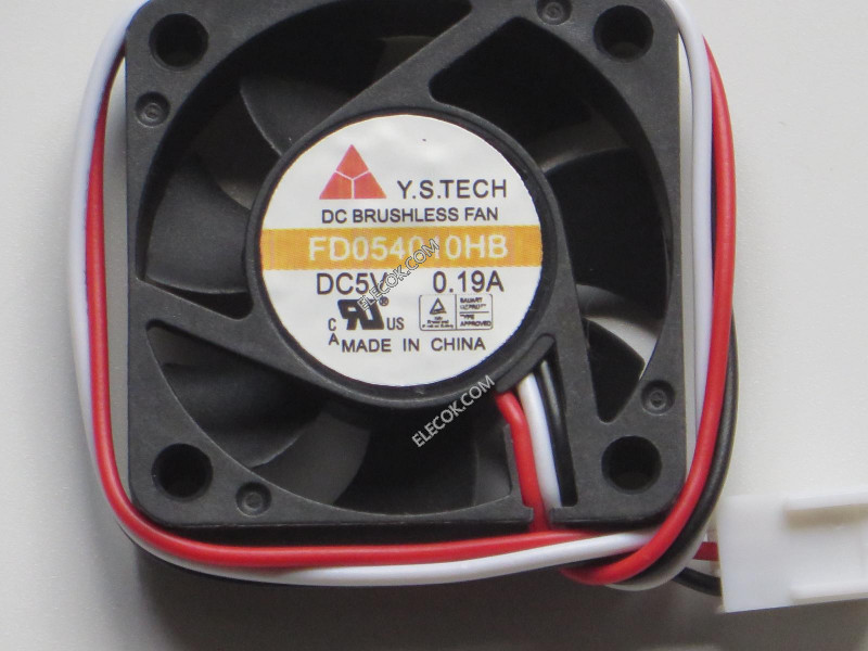 Y.S.TECH FD054010HB 5V 0.19A 3wires cooling fan