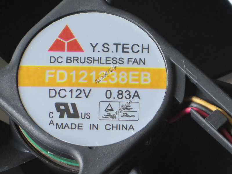 Y.S.TECH FD121238EB 12V 0,83A 3 ledninger kjølevifte 