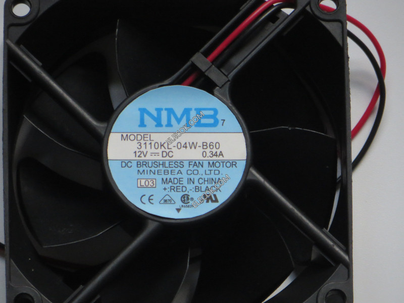 NMB 3110KL-04W-B60 12V 0,34A 3,12W 2wires Cooling Fan 
