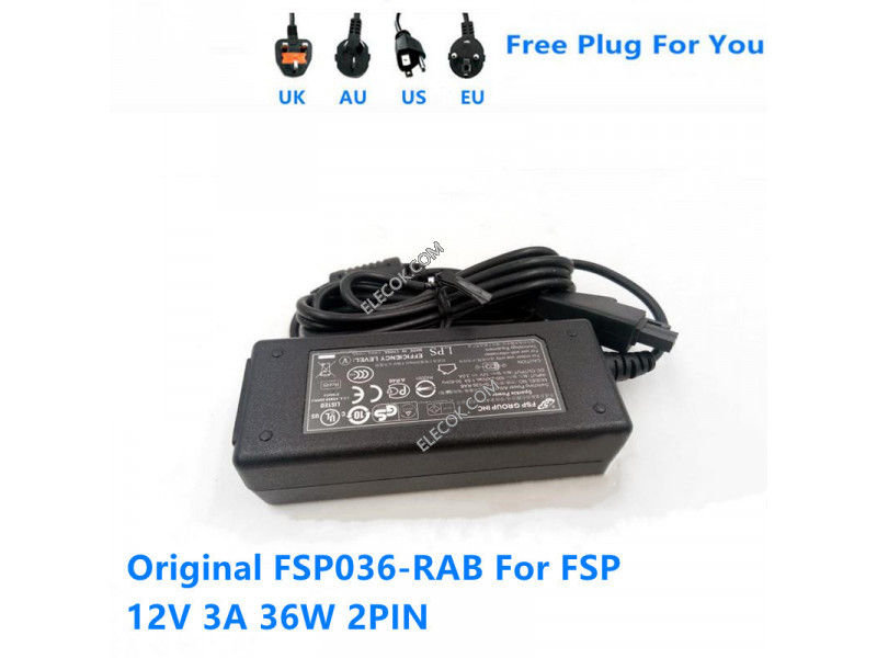 FSP Group Inc FSP036-RAB AC Adapter 5V-12V 12V 3A, 5.5/2.1mm, 3-Prong, substitute