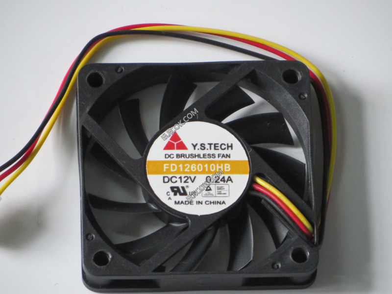 Y.S.TECH FD126010HB 12V 0.24A 3wires cooling fan