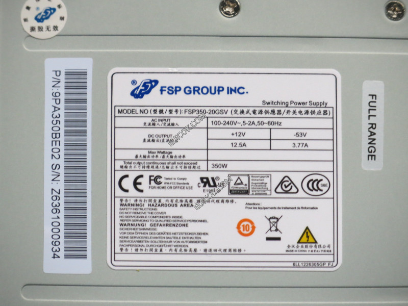FSP Group Inc FSP350-20GSV Servidor - Fonte De Energética 350W FSP350-20GSV (Special para Hikvision machines) 