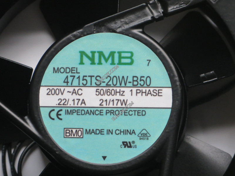 NMB Technologies 4715TS-20W-B50-BM0 200V 50/60Hz 21/17W 2 kablar AC Fläkt 