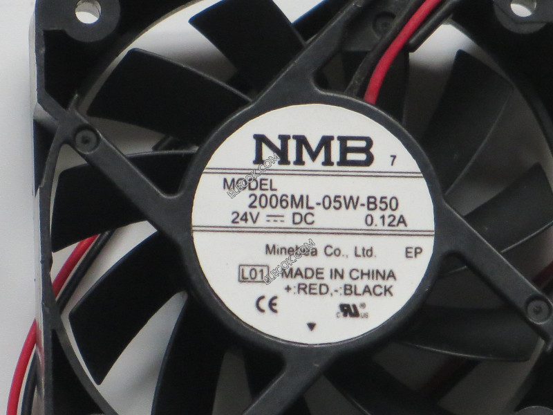 NMB 2006ML-05W-B50 24V 0.12A 2 wires Cooling Fan, refurbished