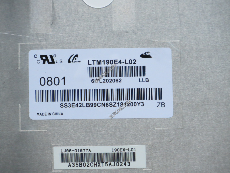 LTM190E4-L02 19.0" a-Si TFT-LCD パネルにとってSAMSUNG 中古品the インターフェイスはa チップplug 