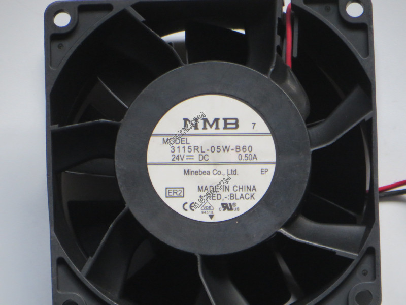 NMB 3115RL-05W-B60 24V 0.50A 2 kablar kylfläkt Refurbished 