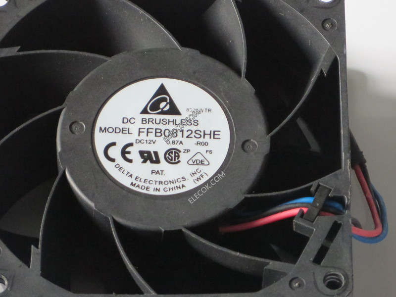 DELTA FFB0812SHE-R00 12V 0.87A 3wires Cooling Fan