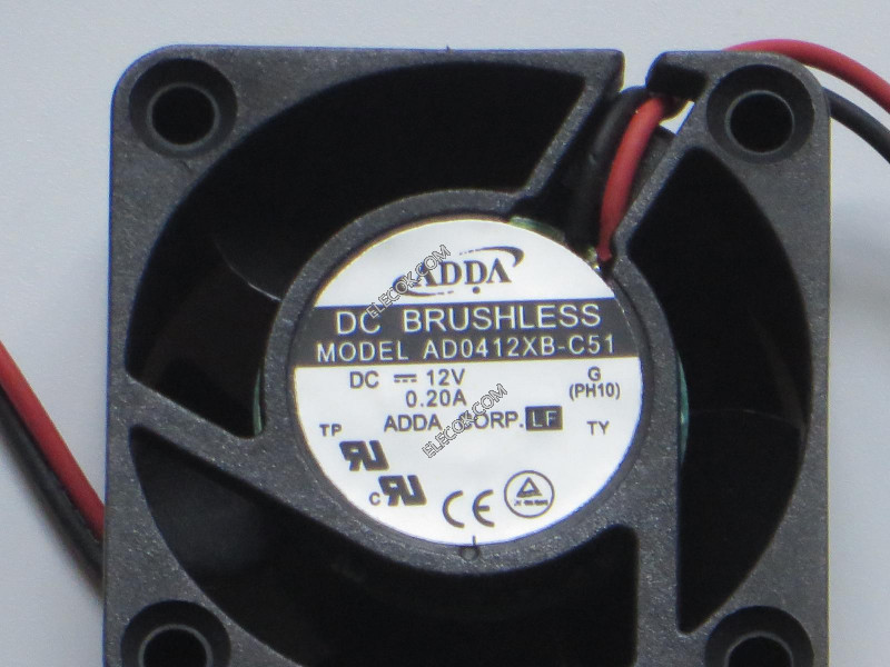 ADDA AD0412XB-C51 12V 0,2A 2 ledninger Kjølevifte 