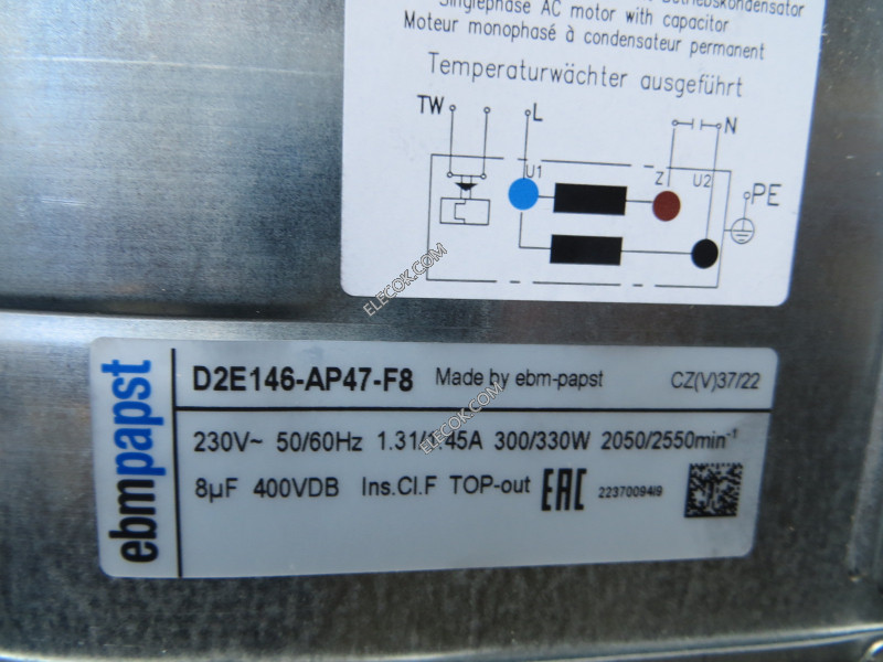 D2E146-AP47-F8 230VAC 50-60Hz 300-330W Ventilator 