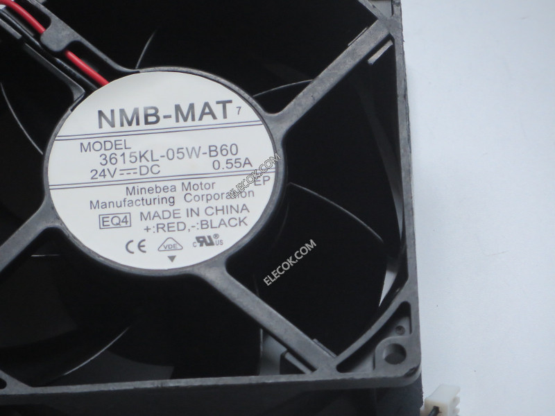 NMB 3615KL-05W-B60 24V 0.55A 2선 냉각 팬 와 하얀 커넥터 리퍼브 