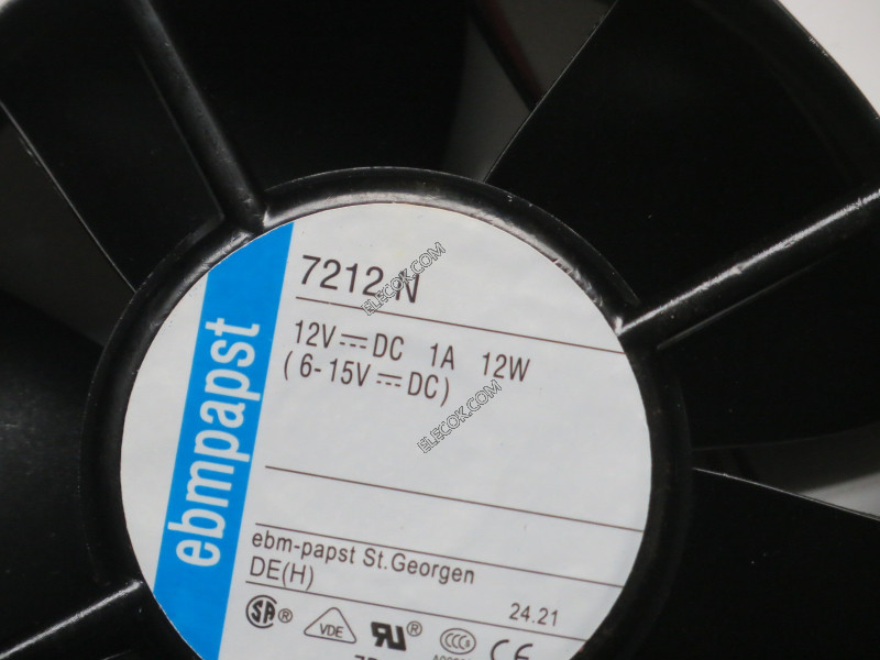 Ebmpapst 7212N 12V 1A 12W 2wires Cooling Fan 