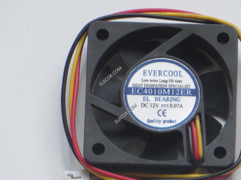 EverCool EC4010M12ER Serveur-vierkant Ventilator &#x9;DC 12V 0,07A 40x40x10mm 3 Draden 