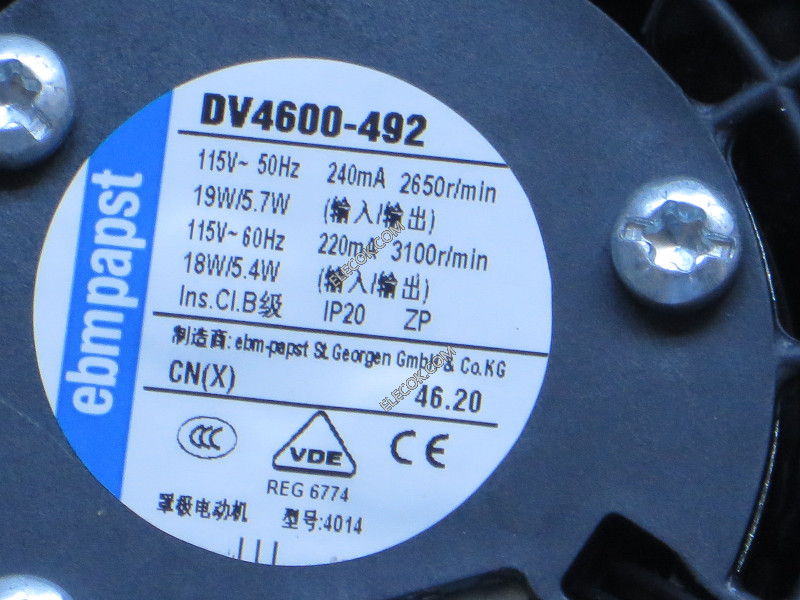Ebmpapst DV4600-492 115V 18W Cooling Fan
