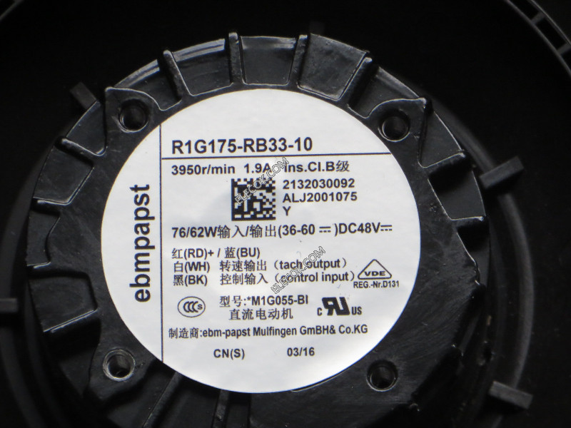 Ebmpapst R1G175-RB33-10 48V 1,9A 76/62W 4 câbler Ventilateur Remis à Neuf 