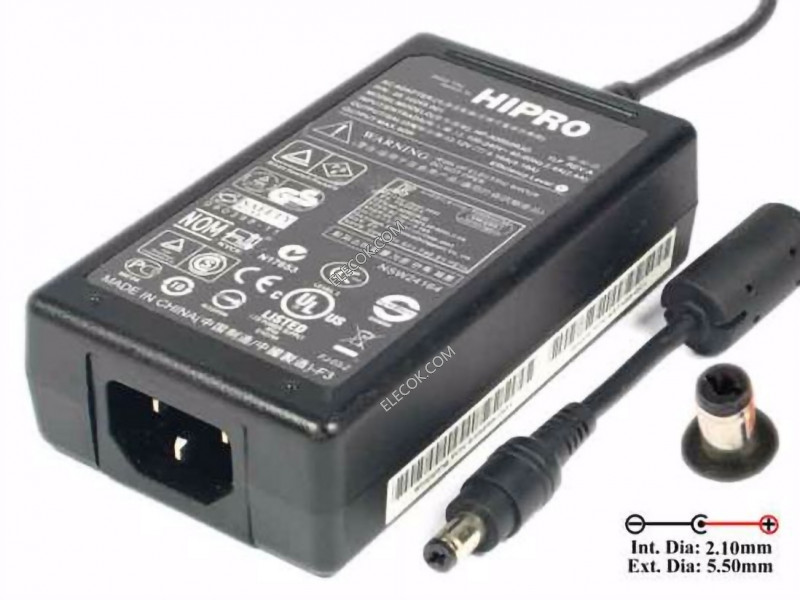 HIPRO HP-A0502R3D AC Adapter 5V-12V 12V 4.16A, 5.5/2.1mm, C14,Used
